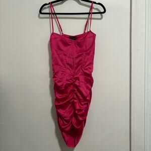 PrettyLittleThing Hot Pink Corset Style Mini Dress Size 8 NWT